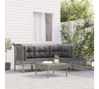 Salon de Jardin avec Coussins Meubles Terrasse 5 pcs Gris Résine Tressée vidaXL