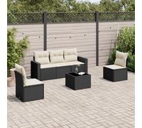 Salon de Jardin avec Coussins Meubles Terrasse 6 pcs Noir Résine Tressée vidaXL
