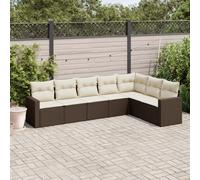Salon de Jardin avec Coussins Meubles Terrasse 7 pcs Beige Résine Tressée vidaXL