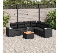 7-delige Loungeset met kussens poly rattan zwart3257784