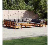 vidaXL Salon de jardin modulable bois massif gris 6 pièces avec coussins 8 personnes