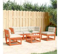 Salon de Jardin avec Coussins Siège 5 pcs Cire Marron Bois Pin Massif vidaXL