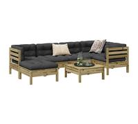 Salon de Jardin avec Coussins Terrasse 7 pcs Bois Massif Sapin de Douglas vidaXL