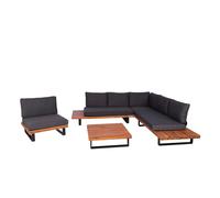 Salon De Jardin Avec Fauteuil Ensemble Lounge En Aluminium Et Bois D Acacia Marron Avec Coussins Gris Foncé 04_0010293 Multicolore