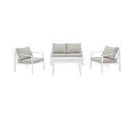 Salon de jardin avec structure en aluminium avec coussins - 4 personnes - Fira - Gris