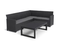 Salon de jardin avec table basse 2 en 1 - en résine - Allibert by KETER - 6 personnes - SanRemo - Gris graphite