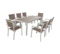 Happy Garden Salon de Jardin Bari en textilène Taupe 8 Places - Aluminium Taupe