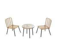 Concept Usine - Salon de jardin bas Cadix - 2 chaises + table basse en verre, résine rotin - Marron