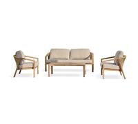 Salon bas de jardin - Gris - Aluminium imitation bois - 5 places - Goya