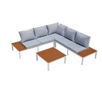 Salon de jardin bas 5 places en aluminium gris et blanc FIRA