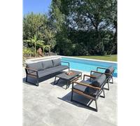 DCB Garden - Salon de jardin bas TADEO - 5 places - Noir