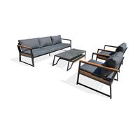 DCB Garden - Salon de jardin bas TADEO - 5 places - Noir