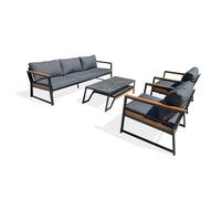 DCB Garden - Salon de jardin bas TADEO - 5 places - Noir