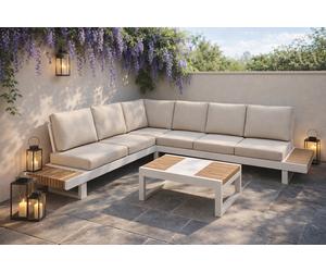 Salon de jardin bas 5 places Ravigarden Oracle - Blanc