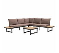 Salon de jardin bas 6 places en aluminium et bois taupe - Oviala