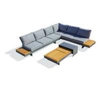 DCB Garden – Salon de jardin d'angle Vanuatu – Bois d'acacia/Aluminium Gris anthracite, 6 places