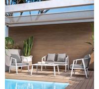 Salon de jardin bas en acier 4 personnes Ravigarden Roxanne - Blanc