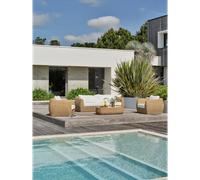 DCB Garden Salon de jardin RAMATUELLE bas 5 places aluminium et résine tressée Marron