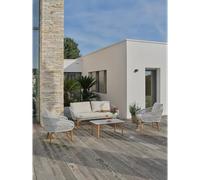 DCB Garden – Salon de jardin bas 5 pl Cuzco – alu imitation bois & corde tissée – Marron