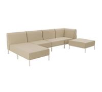 Salon de jardin bas modulable uni 5 places beige 360 x 153 cm Patio Oviala
