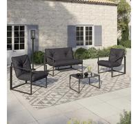 IDMarket - Salon de Jardin Bas Nairobi 4 Places en Acier Gris Anthracite