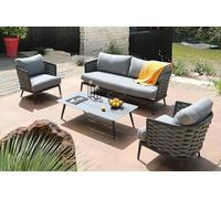 Salon de jardin bas Proloisirs Tim - 1 canapé / 2 fauteuils / 1 table basse