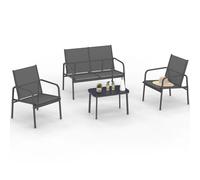 IDMarket - Salon de jardin bas TOLEDE 4 places avec canapé, fauteuils et table Gris anthracite