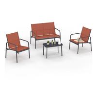 IDMarket Salon de jardin Bas Tolede 4 places avec canapé, fauteuils et table Terracotta