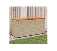 Boîte de rangement de jardin beige résine tressée bois d acacia