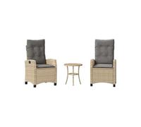 Vidaxl Ensemble De Bistro 3 Pcs Coussins Mélange Beige Résine Tressée