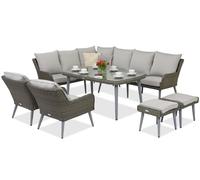 Salon de jardin Bilbao Comida 7 + 2 poufs Garden Point gris