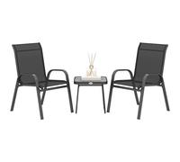 Salon De Jardin Bistro 2 Personnes 3 Pièces Gris Noir Noir