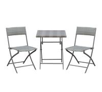 Salon De Jardin Bistro 2 Personnes 3 Pièces Pliables Résine Gris Gris