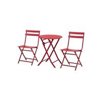 Salon de jardin bistro pliable - table ronde Ø 60 cm avec 2 chaises pliantes - métal thermolaqué rouge