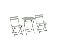 Outsunny Salon de Jardin 2 Personnes - Ensemble Table bistrot Chaise Pliable - Table Ronde Ø 60 cm avec 2 chaises Pliantes - métal thermolaqué Vert
