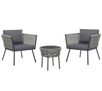 Salon de Jardin Bistrot 2 Places avec Table en Polyrotin et Acier Gris Gargano