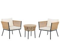 Salon de Jardin Bistrot 2 Places avec Table en Polyrotin et Beige Clair Gargano