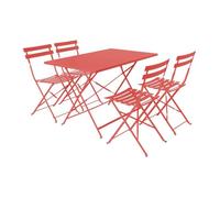 Salon de jardin bistrot pliable - Emilia rectangulaire Terra Cotta - Table 110x70cm avec quatre chaises pliantes. acier thermolaqué