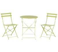 Beliani Salon de Jardin Bistrot Table et 2 Chaises en Acier Vert Citron Pliable Fiori