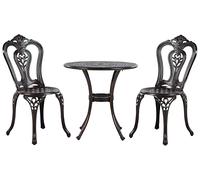 Salon de Jardin Bistrot Table Ronde 65 cm et 2 Chaises en Aluminium Effet Vieilli Marron Foncé pour Balcon ou Terrasse Classique et Vintage Beliani