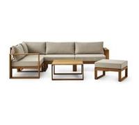 Salon de jardin bocarnea bois gris 6 personnes gris G