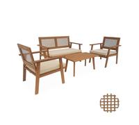 Salon de jardin. Bohémia. cannage carré. canapé 2 places. 2 fauteuils. 1 table basse 117x64x74 cm