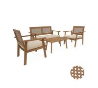 Salon de jardin. Bohémia. cannage rond. canapé 2 places. 2 fauteuils. 1 table basse 117x64x74 cm