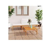 Vidaxl Salon De Jardin 4 Pcs Avec Coussins Crème Bois De Teck Solide