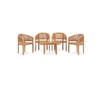 Bois de Teck Solide Salon de Jardin 3 pcs en Forme de Banane Patio vidaXL