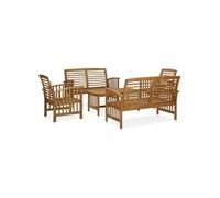 Salon de jardin Vidaxl bois bois 5 pieces 43.0 x 50.0 x 43.0 4 personnes Marron G