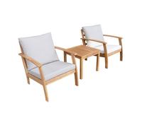 Salon de jardin bois d'acacia 2 places écru - Fauteuils et table basse - Ushuaïa