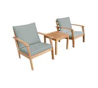 Salon de jardin bois d'acacia 2 places vert de gris - Fauteuils et table basse - Ushuaïa