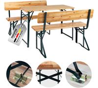 Salon de Jardin Bois Ensemble Table et Chaise 3pcs Exterieur Balcon Patio 119cm