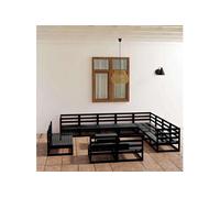 Salon de jardin vidaxl bois massif 12 personnes 13 pieces noir G